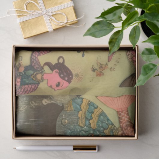 Seltsame Mädchen unter der Meereskollage entgleite Seidenpapier (Geschenk)