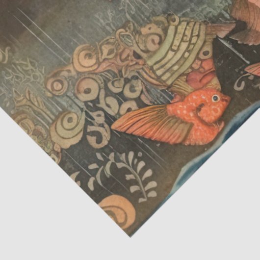 Seltsame Mädchen unter der Meereskollage entgleite Seidenpapier (Ausschnitt)