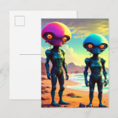 Seltsame metallic Robotic Space-Außerirdischen Postkarte (Vorne/Hinten)