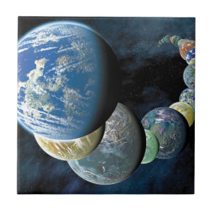 Seltsame neue Welten Alien Planet Montage Fliese
