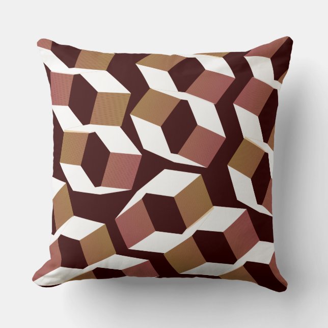 Seltsame rötliche Hexagonen auf dunkelrotem Hinter Kissen (Vorderseite)