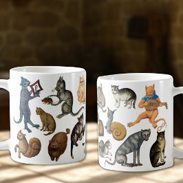 Seltsame, schlecht mittelalterliche Katzen Kaffeetasse