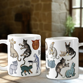 Seltsame, schlecht mittelalterliche Katzen Kaffeetasse