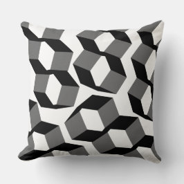 Seltsame schwarze Hexagons mit farblosen Teilen au Kissen