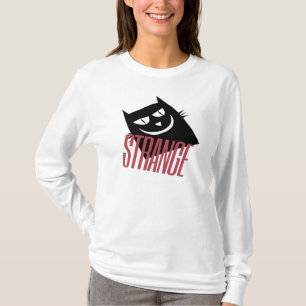 Seltsame schwarze Katze, weißer T - Shirt von Frau