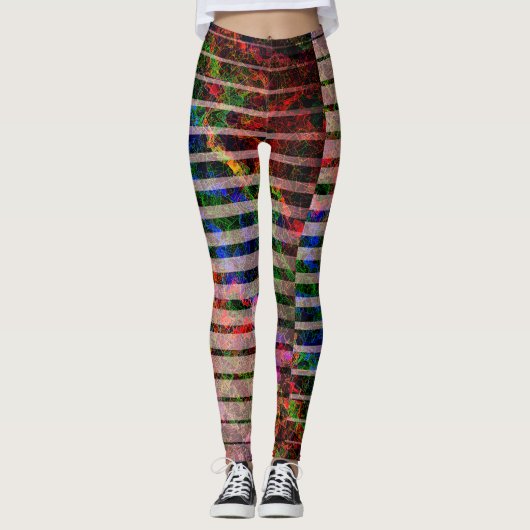 Seltsame Streifen und farbige Kratzer, rötlich Leggings (Vorderseite)