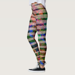 Seltsame Streifen und gekratzte bunte kleine Quadr Leggings