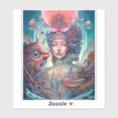 Seltsame Surreal Alien Woman Art Aufkleber (Blatt)