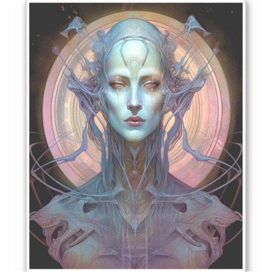 Seltsame Surreal Alien Woman Art Aufkleber (Vorderseite)