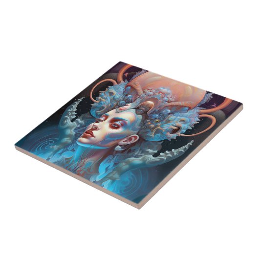 Seltsame Surreal Alien Woman Art Fliese (Seite)