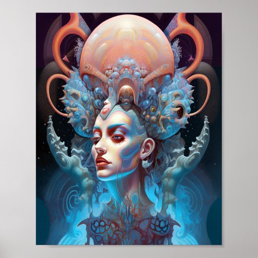 Seltsame Surreal Alien Woman Art Poster (Vorne)