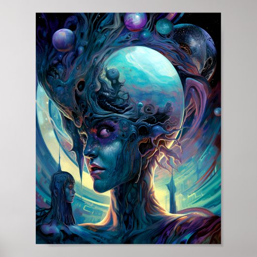 Seltsame Surreal Alien Woman Art Poster (Vorne)
