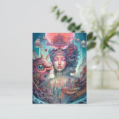 Seltsame Surreal Alien Woman Art Postkarte (Stehend Vorderseite)