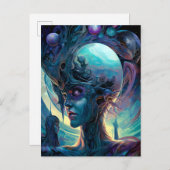 Seltsame Surreal Alien Woman Art Postkarte (Vorne/Hinten)