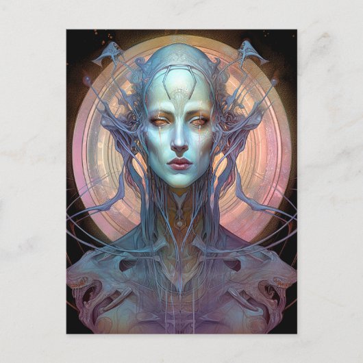Seltsame Surreal Alien Woman Art Postkarte (Vorderseite)