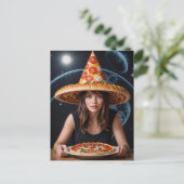 Seltsame Surreal-Frau mit Pizzahut Postkarte (Stehend Vorderseite)