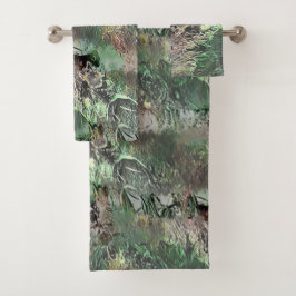 Seltsame Textur in grau mit abstraktem Schädel Badhandtuch Set