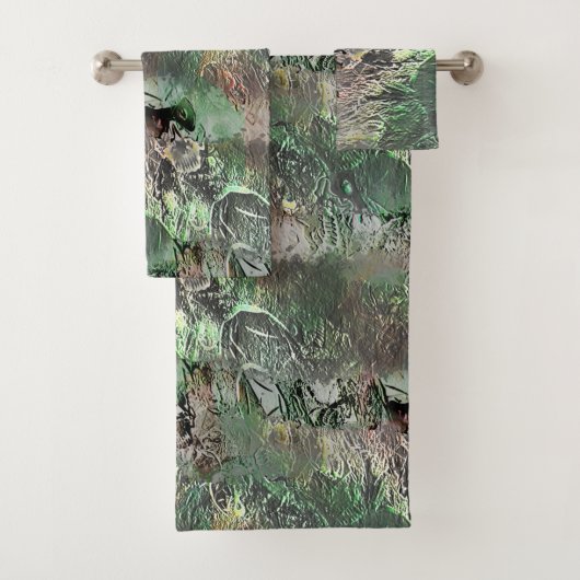 Seltsame Textur in grau mit abstraktem Schädel Badhandtuch Set (Insitu)