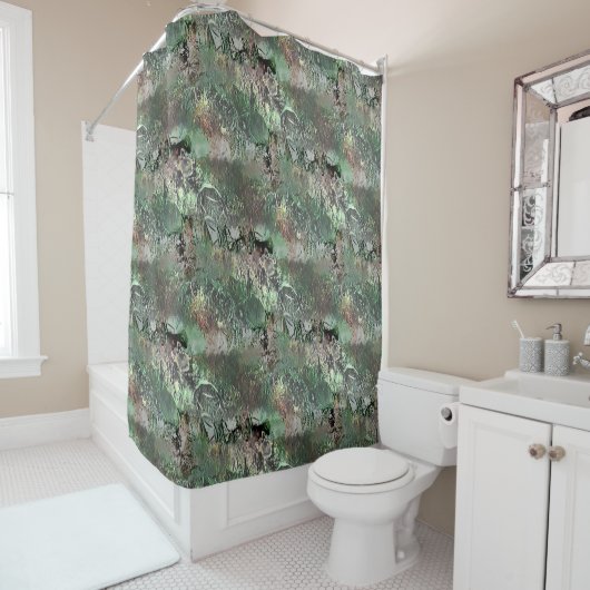 Seltsame Textur in grau mit abstraktem Schädel Duschvorhang (Beispiel)