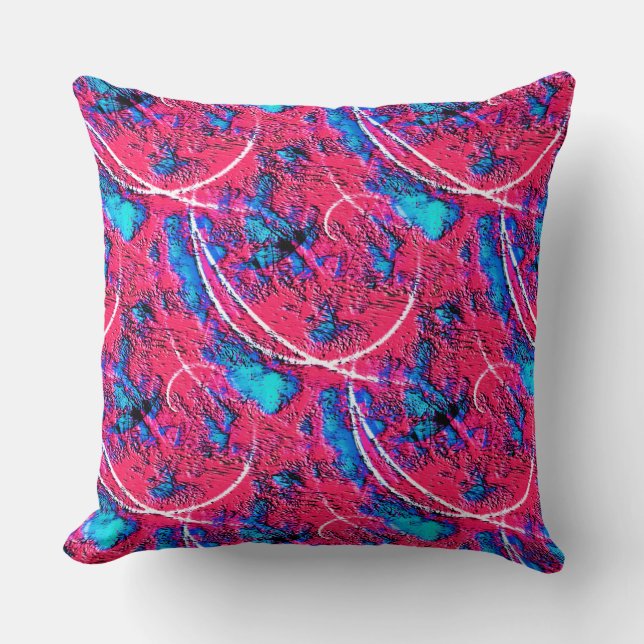 Seltsame Textur rot mit zyanblauen Kratern Kissen (Vorderseite)
