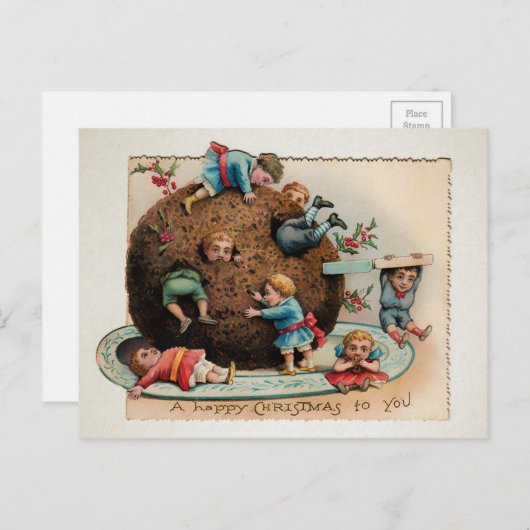 Seltsame Viktorianische Kinder in Weihnachten Postkarte (Vorne/Hinten)