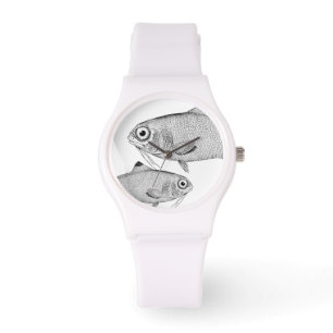 Seltsame Vintage Fische zeichnend Armbanduhr