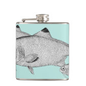 Seltsame Vintage Fische zeichnend Flachmann (Vorderseite)