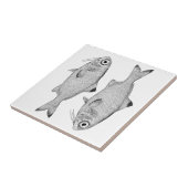 Seltsame Vintage Fische zeichnend Fliese (Seite)