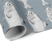 Seltsame Vintage Fische zeichnend Geschenkpapier (Rolleneckpunkt)