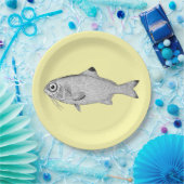Seltsame Vintage Fische zeichnend Pappteller (Party)