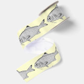 Seltsame Vintage Fische zeichnend Satinband (Rückseite)