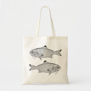 Seltsame Vintage Fische zeichnend Tragetasche