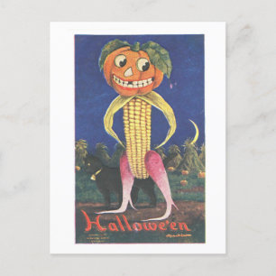 Seltsame Vintage-Kürbis-Jack-o-Lantern-Postkarte Postkarte