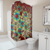 Seltsame virtuelle Blume, bläuliche Blütenblätter Duschvorhang (Beispiel)