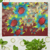 Seltsame virtuelle Blume, bläuliche Blütenblätter Geschirrtuch (Gefaltet)