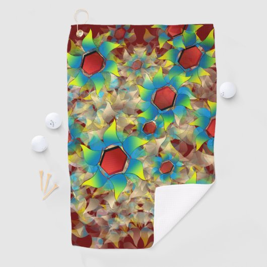 Seltsame virtuelle Blume, bläuliche Blütenblätter  Golfhandtuch (Insitu)