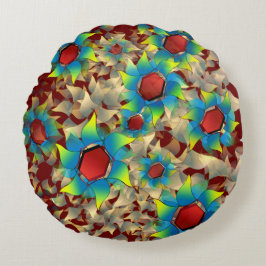 Seltsame virtuelle Blume, bläuliche Blütenblätter  Rundes Kissen