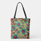 Seltsame virtuelle Blume, bläuliche Blütenblätter  Tasche (Rückseite)