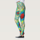 Seltsame virtuelle Blume, gelbe blaue Blätter auf  Leggings (Links)