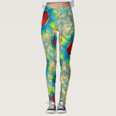 Seltsame virtuelle Blume, gelbe blaue Blätter auf  Leggings (Vorderseite)