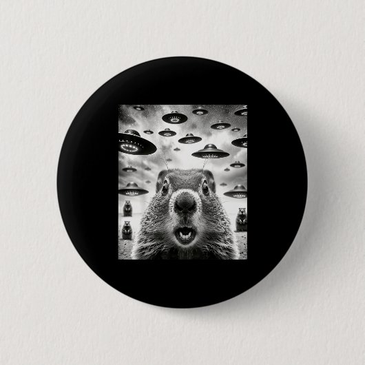 Seltsame Waldmurmeltiere Selfie mit Alien Ufo Lust Button (Vorderseite)
