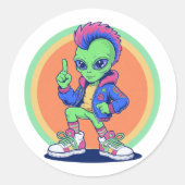 Seltsamer Alien-Aufkleber Runder Aufkleber (Vorderseite)