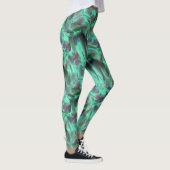 Seltsamer Camouflage-Satinton, grün bis kohlenstof Leggings (Rechts)