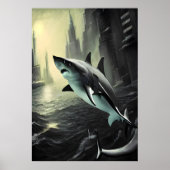 Seltsamer Hai in der Stadt | AI Art Poster (Vorne)