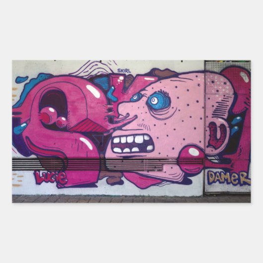 Seltsamer Kopf Rechteckiger Aufkleber (Vorderseite)