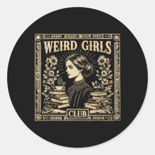 Seltsamer Mädchenclub Vintage Feministische Gothic Runder Aufkleber