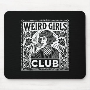 Seltsamer Mädchenclub Vintage Linolschnitt Retro I Mousepad