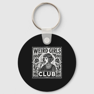 Seltsamer Mädchenclub Vintage Linolschnitt Retro I Schlüsselanhänger