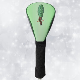 Seltsamer Mann mit Pickle Kopf in Braun Anzug Grün Golf Headcover