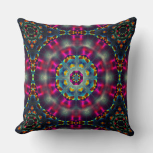 Seltsamer, rosa Kaleidoskop, rustikale Malerei Kissen